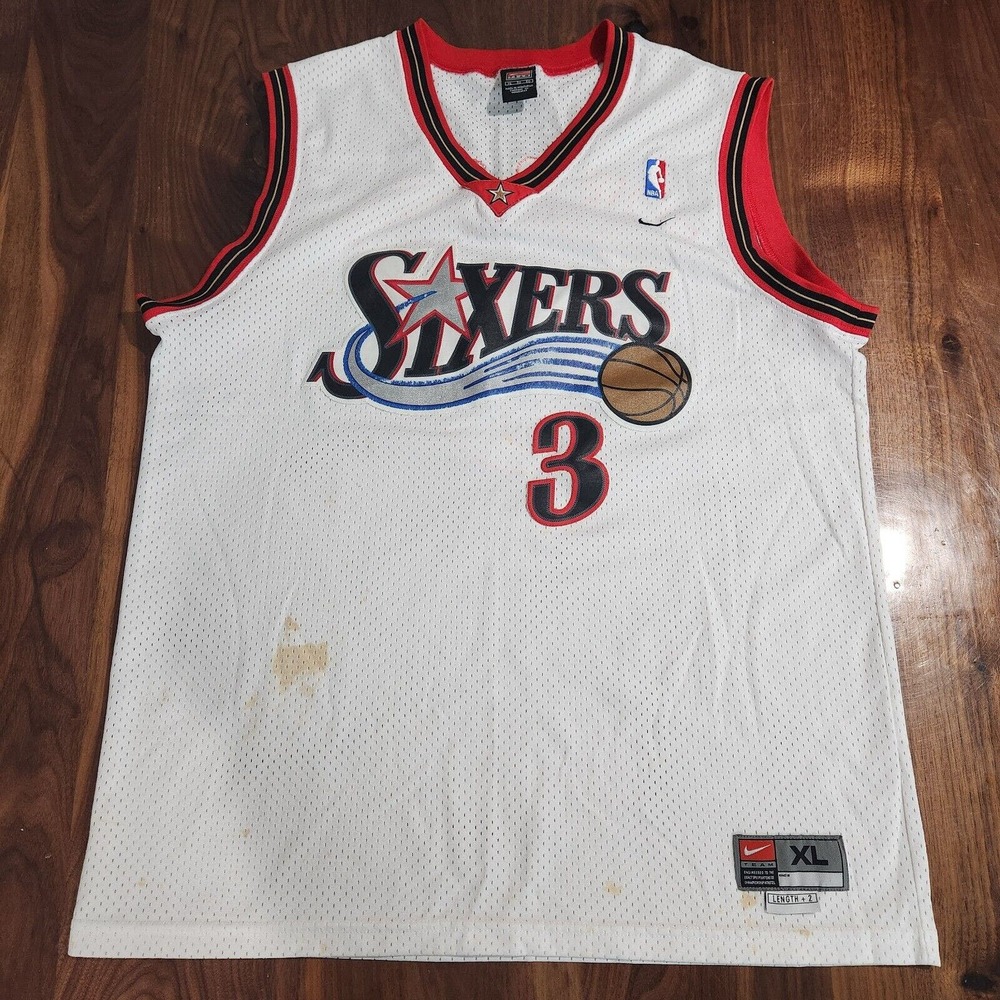 Nike Team NBA Allen Iverson 76ers Sixers #3 Mens XL +2 Vintage Basketball Jersey